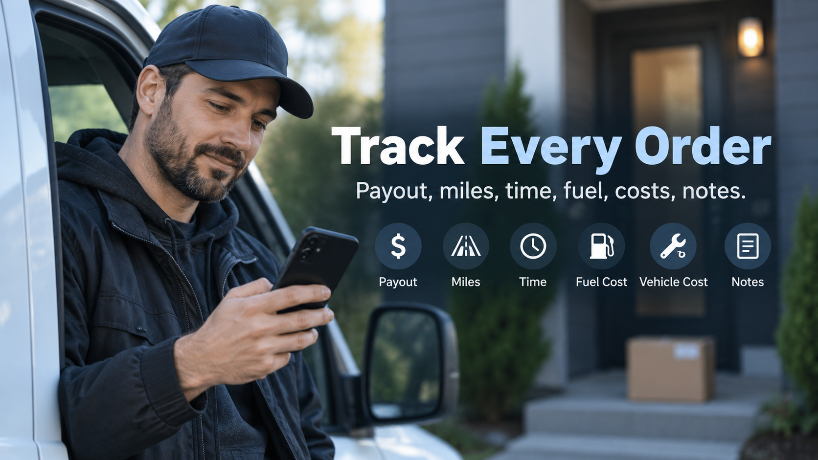 Driver logging payout, miles and time right after finishing a delivery