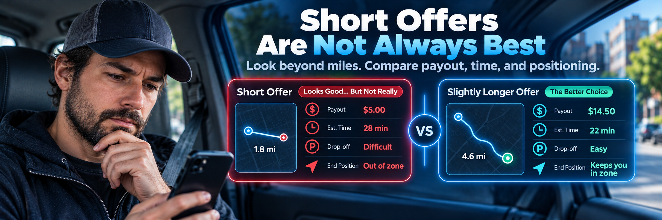 Short delivery route on a phone screen next to a low payout amount