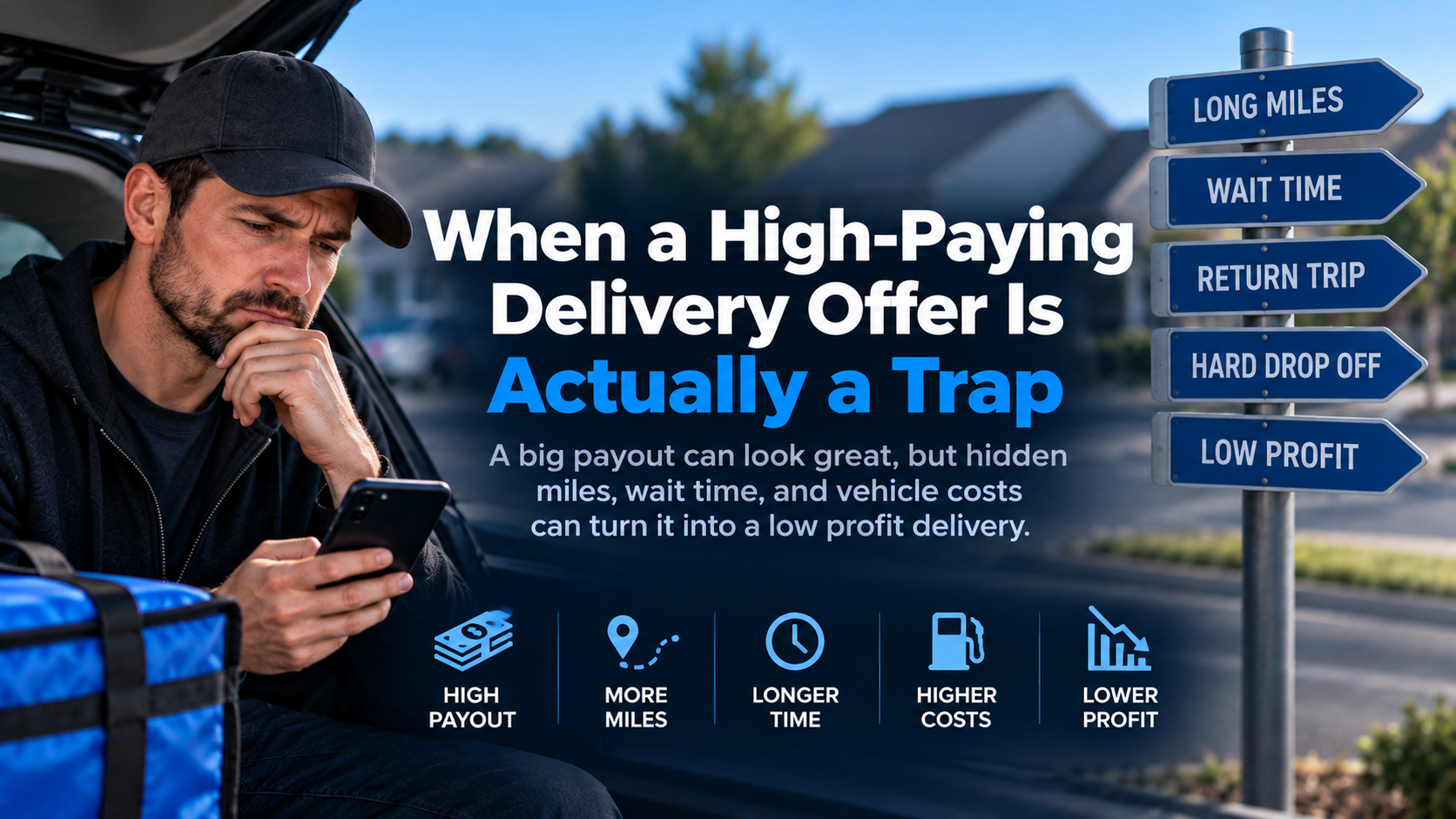 Large payout on a delivery offer paired with a very long distance and wait